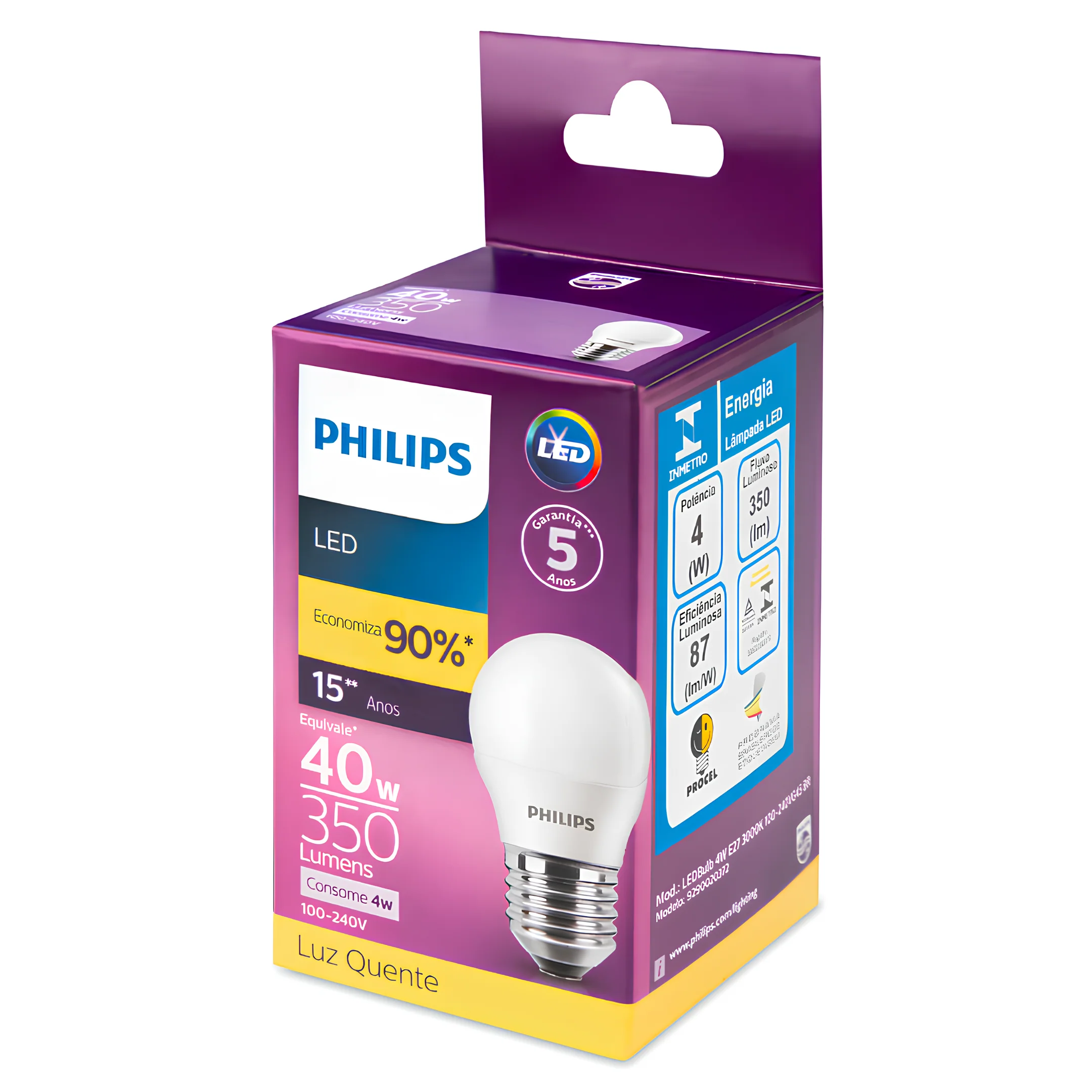 Lampada Led Bolinha 4W 350Lm 150° Ip20 Bivolt E27 Philips - Image 3