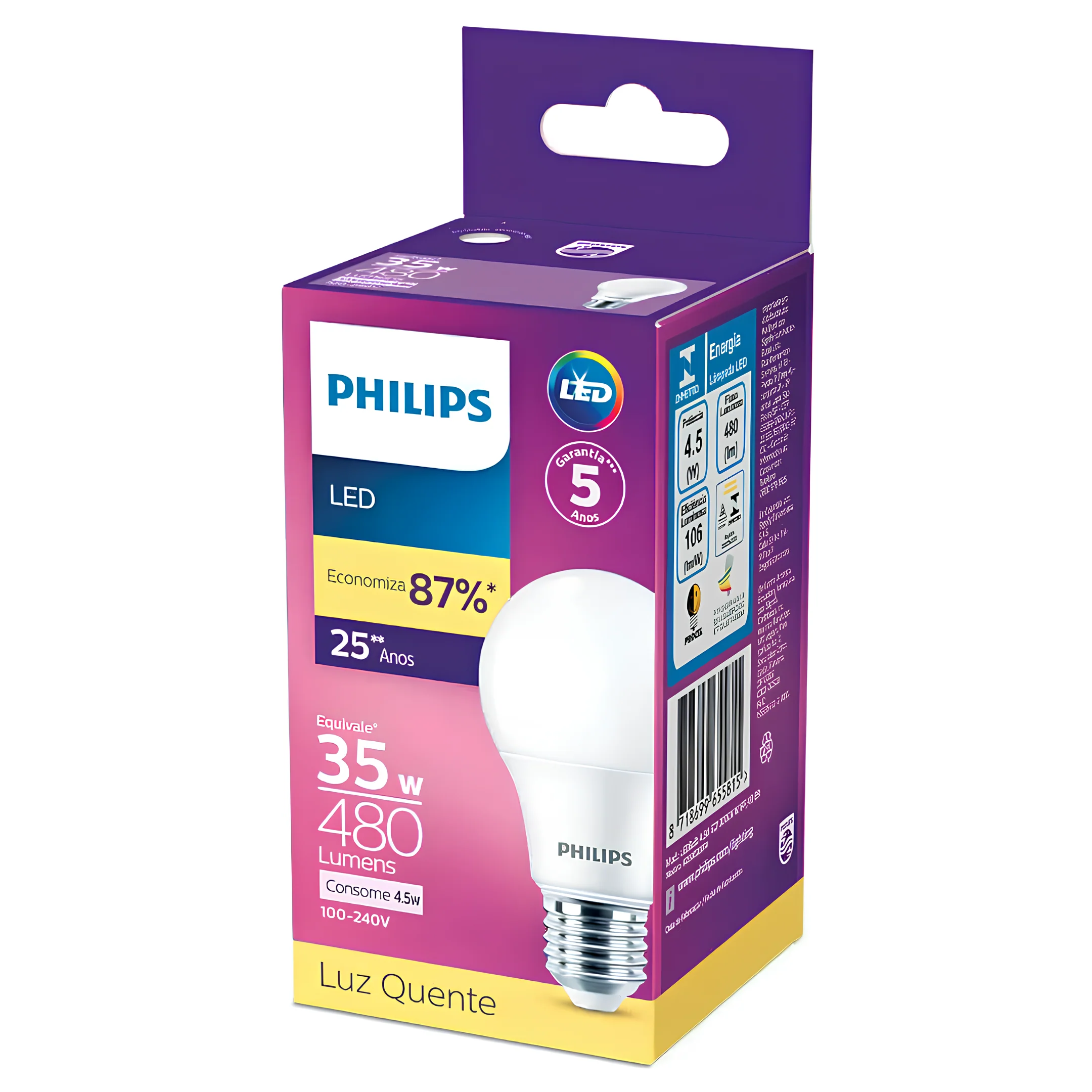 Lampada Led Bulbo 4,5W 480Lm 180° Bivolt E27 Philips - Image 11