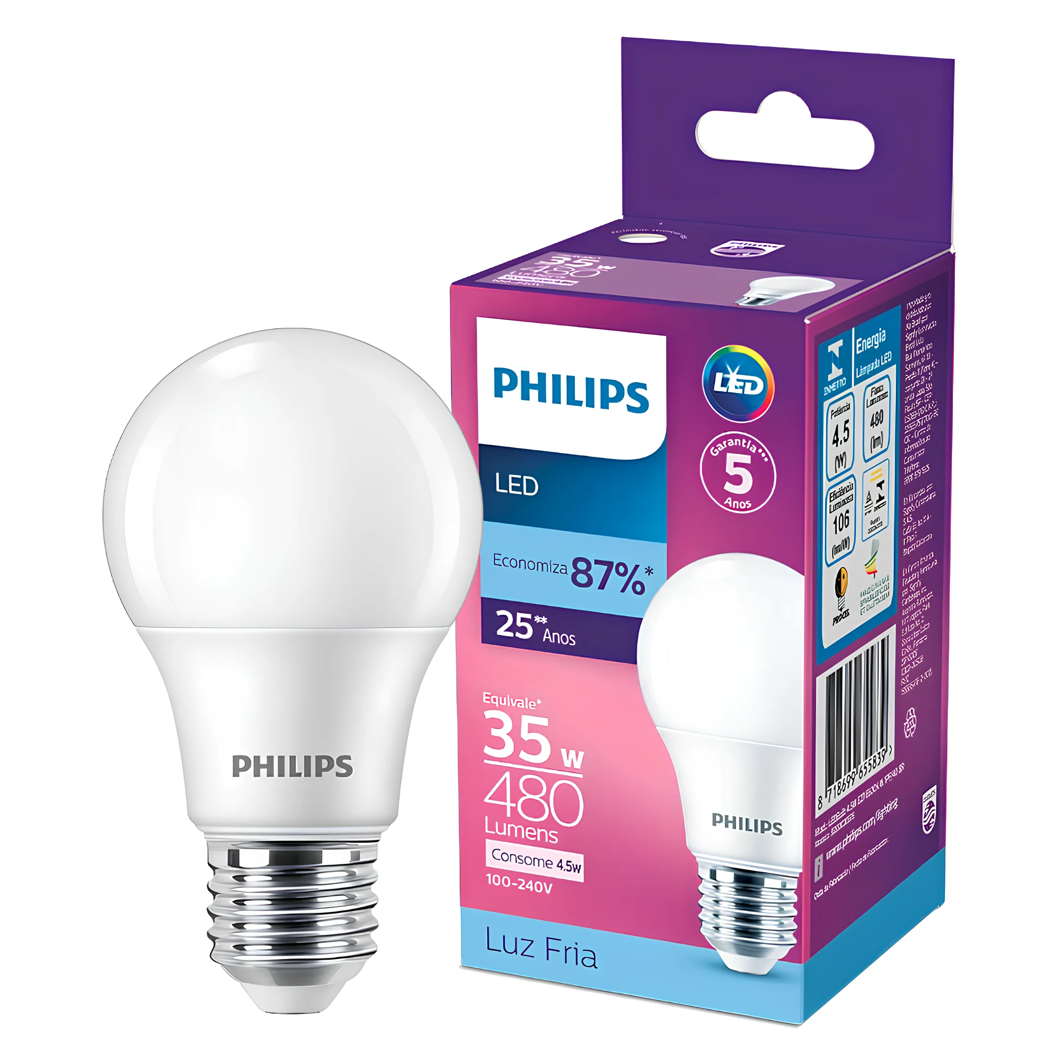 Lampada Led Bulbo 4,5W 480Lm 180° Bivolt E27 Philips - Image 5
