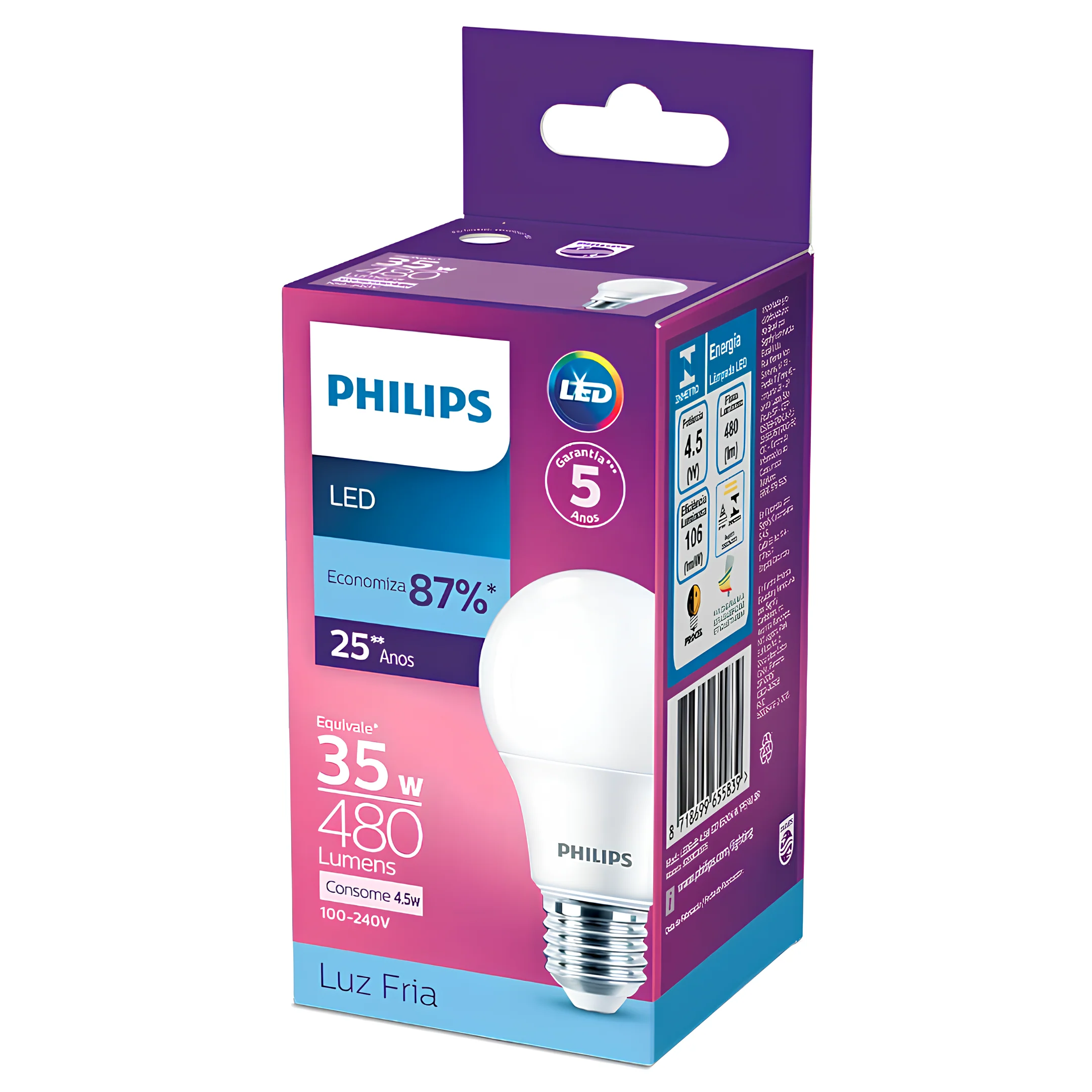 Lampada Led Bulbo 4,5W 480Lm 180° Bivolt E27 Philips - Image 7