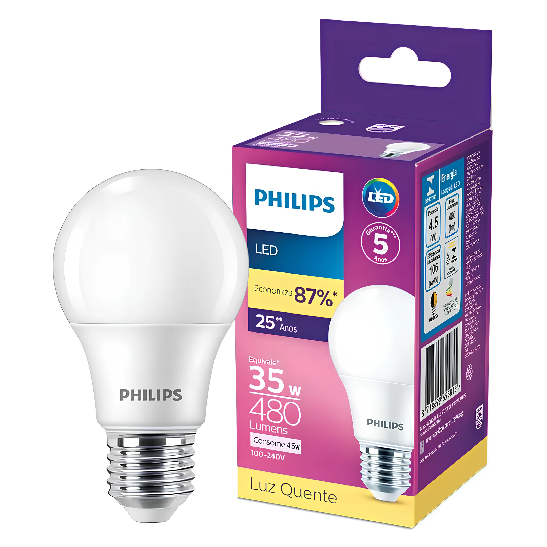 Lampada Led Bulbo 4,5W 480Lm 180° Bivolt E27 Philips - Image 9