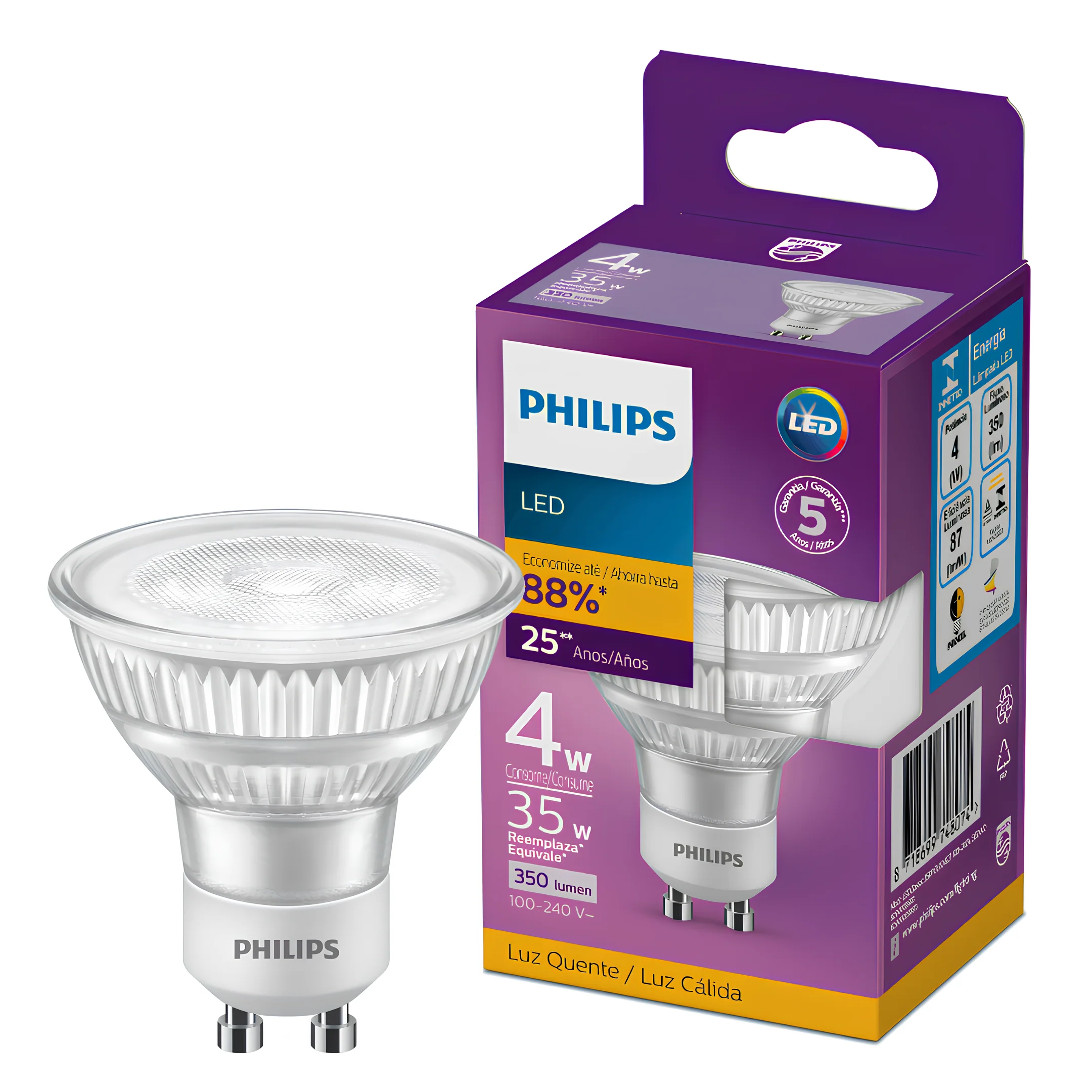 Lampada Led Dicroica 4W 350Lm 36° Bivolt Gu10 Philips - Image 13