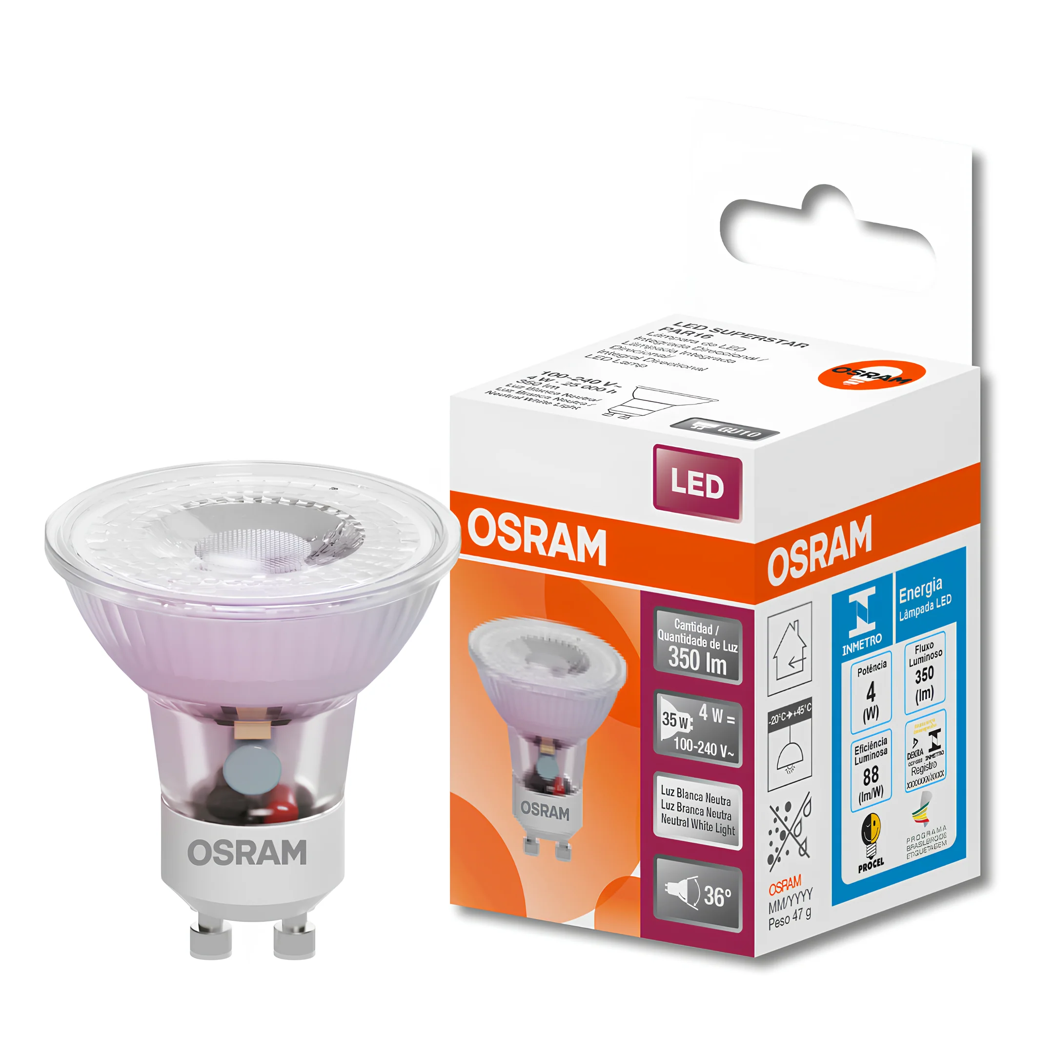 Lampada Led Dicroica Par16 Glass 4W 350Lm Ip20 Bivolt Osram - Image 9