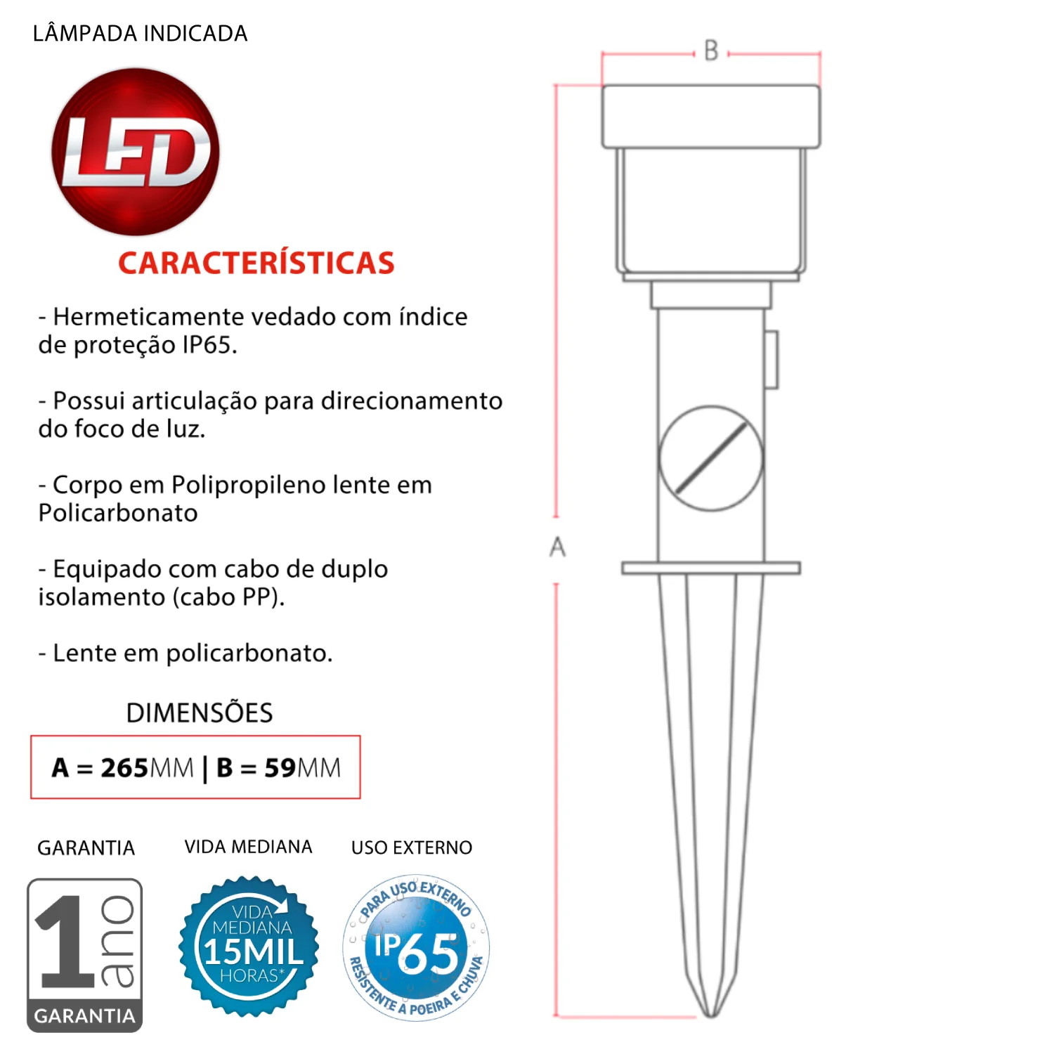 Luminaria Led Espeto Jardim 5W 400Lm 38° Ip65 Bivolt Avant - Image 29