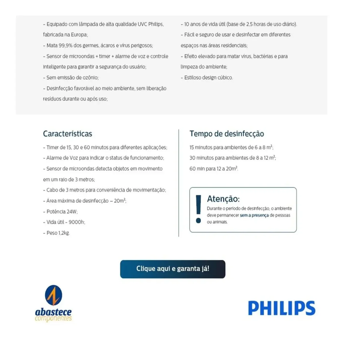 Luminaria De Mesa UV-C De Desinfecção Germicida 24W Philips - Image 15